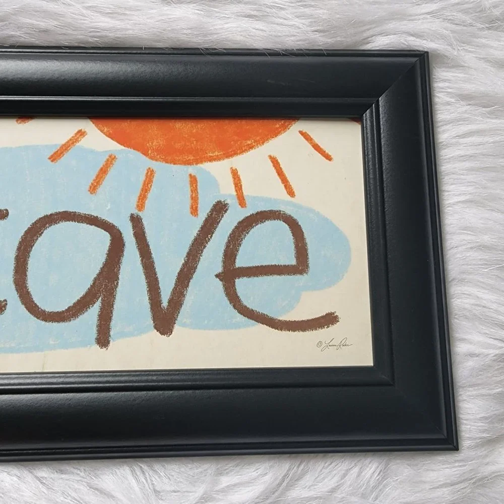 Lauren Rader Kid‎ Cave black framed art print with sun & cloud